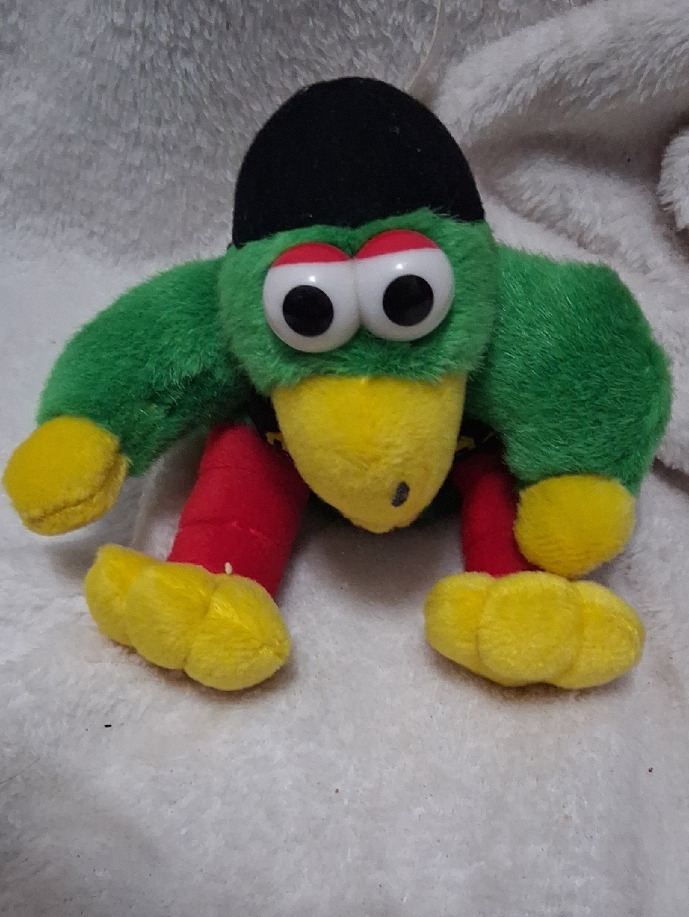 Colorful Plush Parrot Toy - Green, Yellow & Red